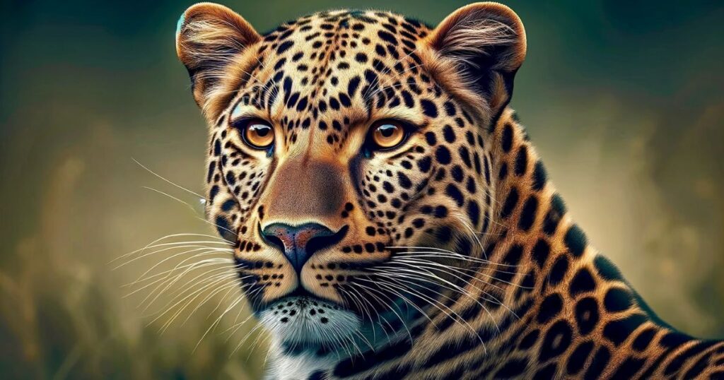 Imagem ultrarrealista de um leopardo com suas manchas distintas em um ambiente natural